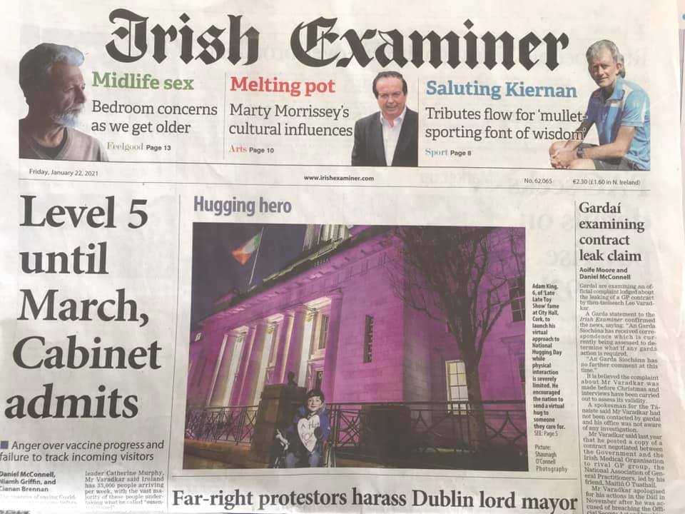 PR Photography front page of the Irish Examiner